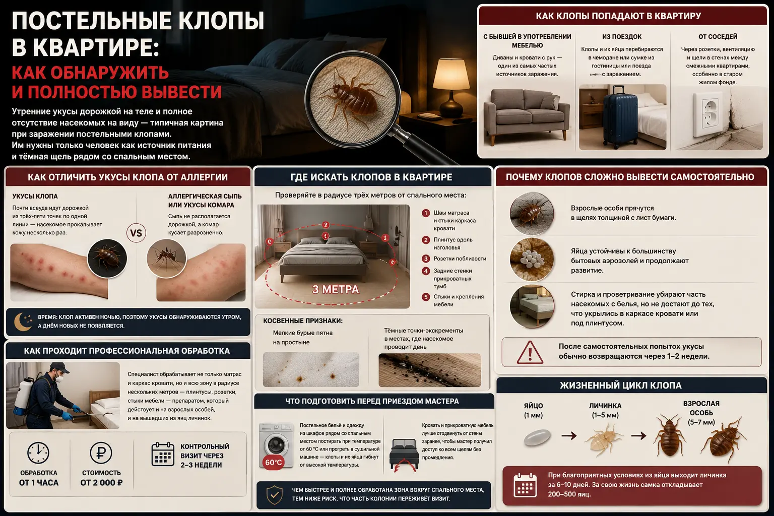 Постельные клопы в квартире: как обнаружить и полностью вывести